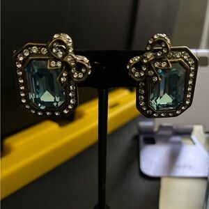 Heidi Daus Blue and Gold Crystal Earrings